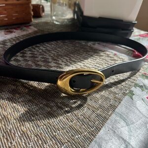 *SOLD* Aritzia Elegant Black Belt with Gold Buckle